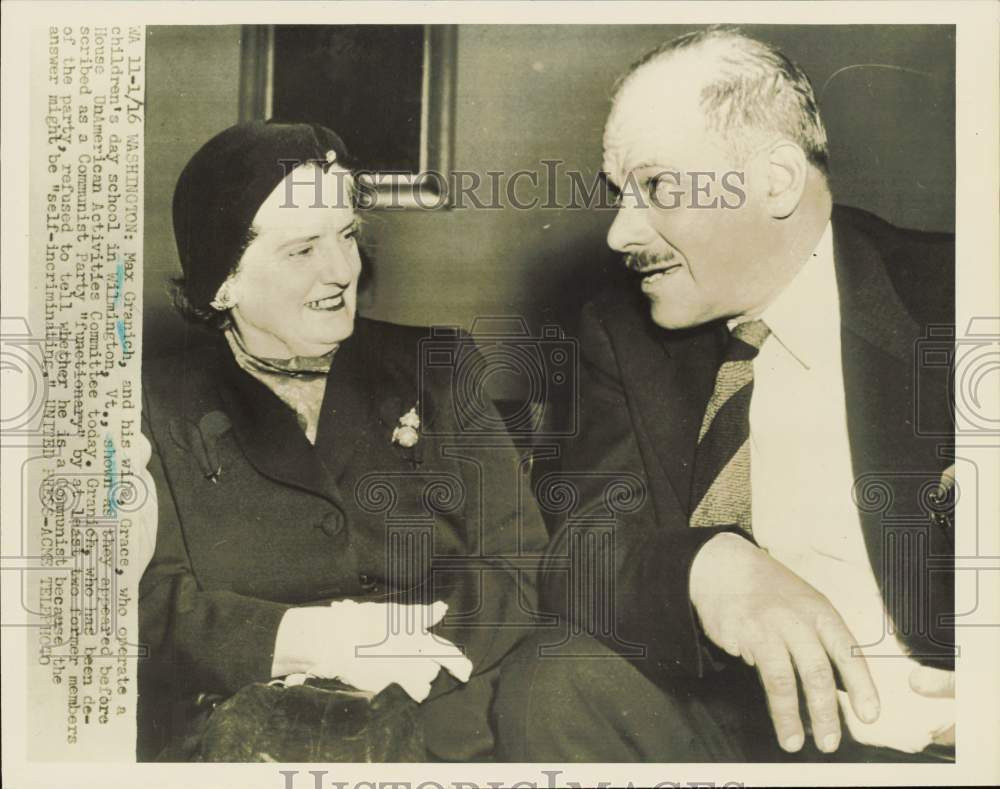 1952 Press Photo Max & Grace Granich at House Un American Activities Committee
