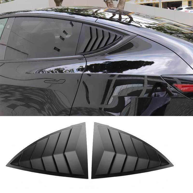 Matte Black Side Window Louver Shutter Cover Trim For Tesla Model Y 2020-2022