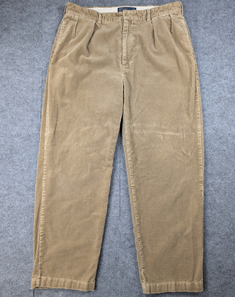 Polo Ralph Lauren Andrew Pants Men 36x30 Corduroy Pleated Vintage Preppy Classic