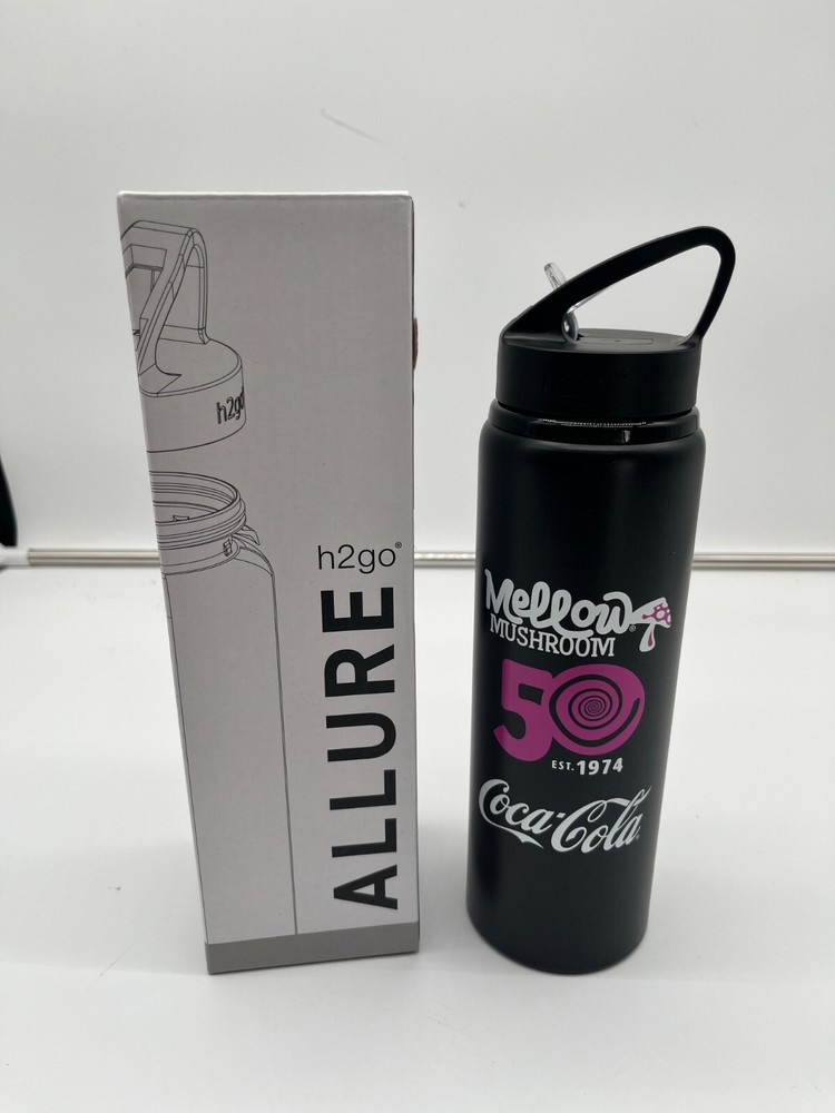 Mellow Mushroom 28oz Aluminum Water Bottle with H2GO Snap Fit Lid New In Box