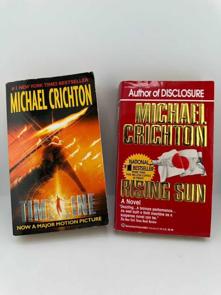 Michael Crichton Timeline & Rising Sun 2 Book Lot PB Thriller Bestseller