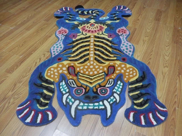 Hand Tufted Tibetan Bengal Tiger Shape 100% Wool Handmade Kids Aesthetic Rug 3x5
