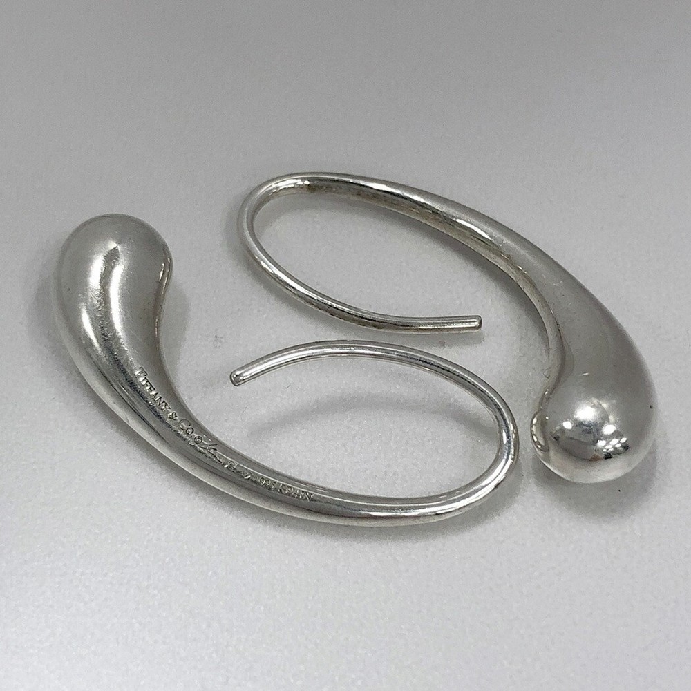 Tiffany & Co. 925 Silver Teardrop Earrings with Hook Closure