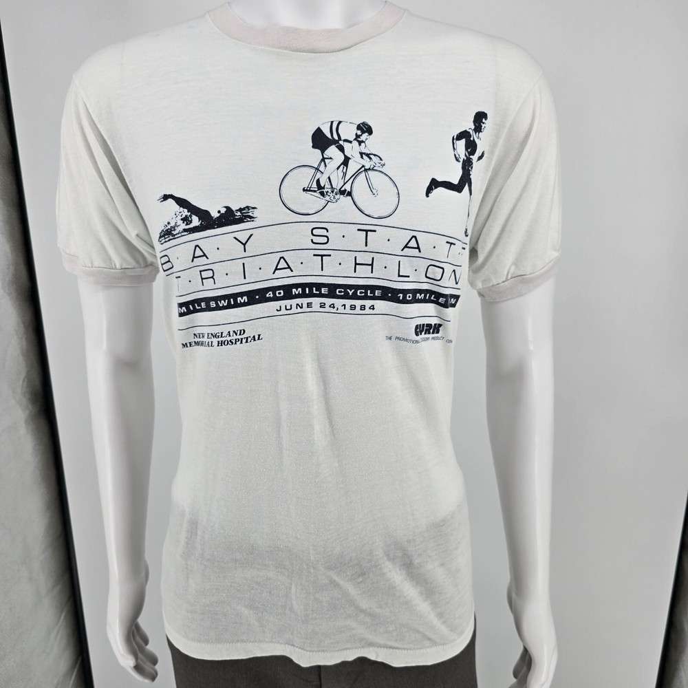Vintage Screen Stars 1984 White Bay State Triathlon 