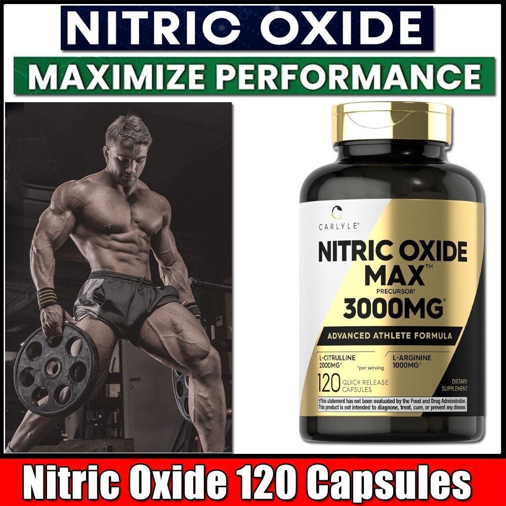 Nitric Oxide Booster Supplement - L-Arginine, L-Citrulline 3000mg - 120 Caps