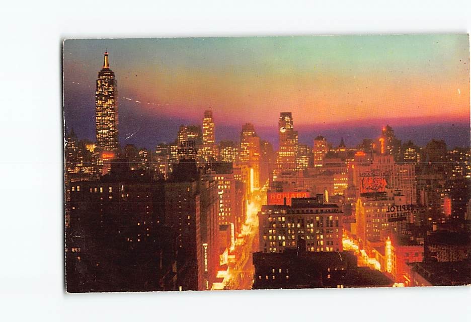 Postcard Broadway 7th Avenue Times Square Empire State NYC New York City USA