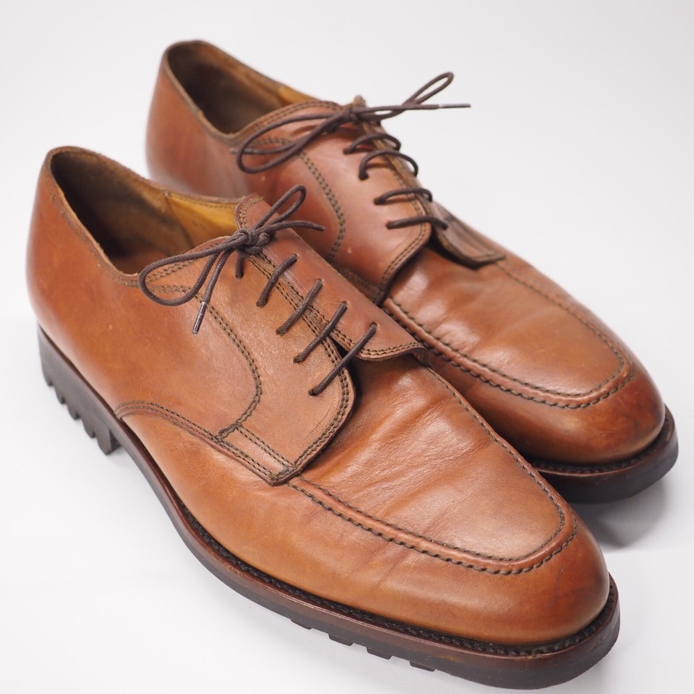 Barneys New York Brown Leather Plain Toe Oxford Dress Shoes Size 10M Italy