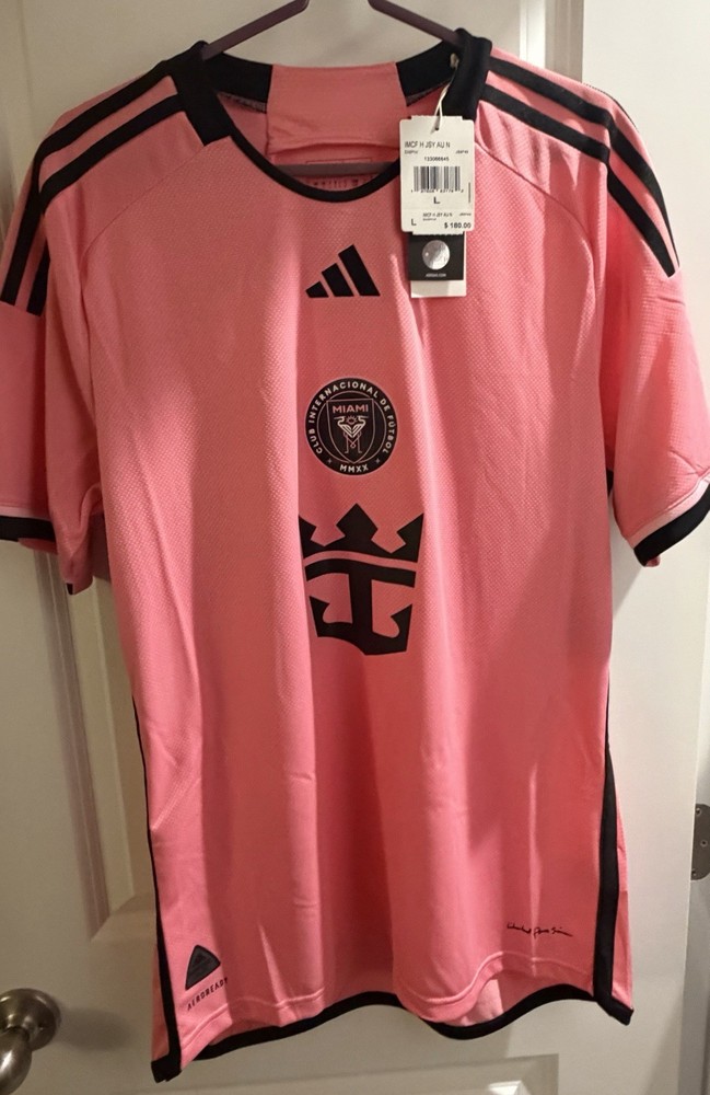 adidas Inter Miami Messi #10 Pink Short Sleeve Jersey Men's Size L Polyester