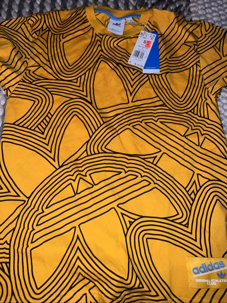 NWT Adidas Originals OAC All Over Print T-Shirt Men’s Size S Gold $35  HT7460