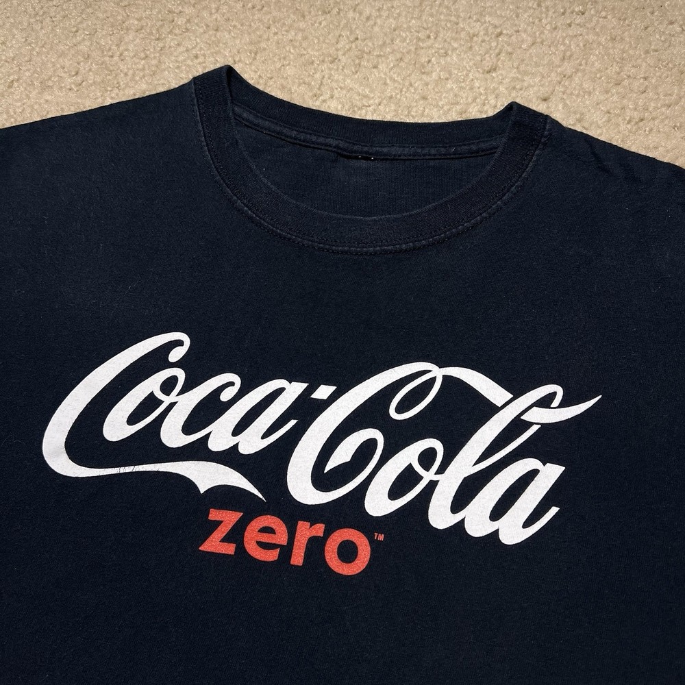Coca Cola Zero Y2K Logo T Shirt XL Black Promotional Graphic Tee