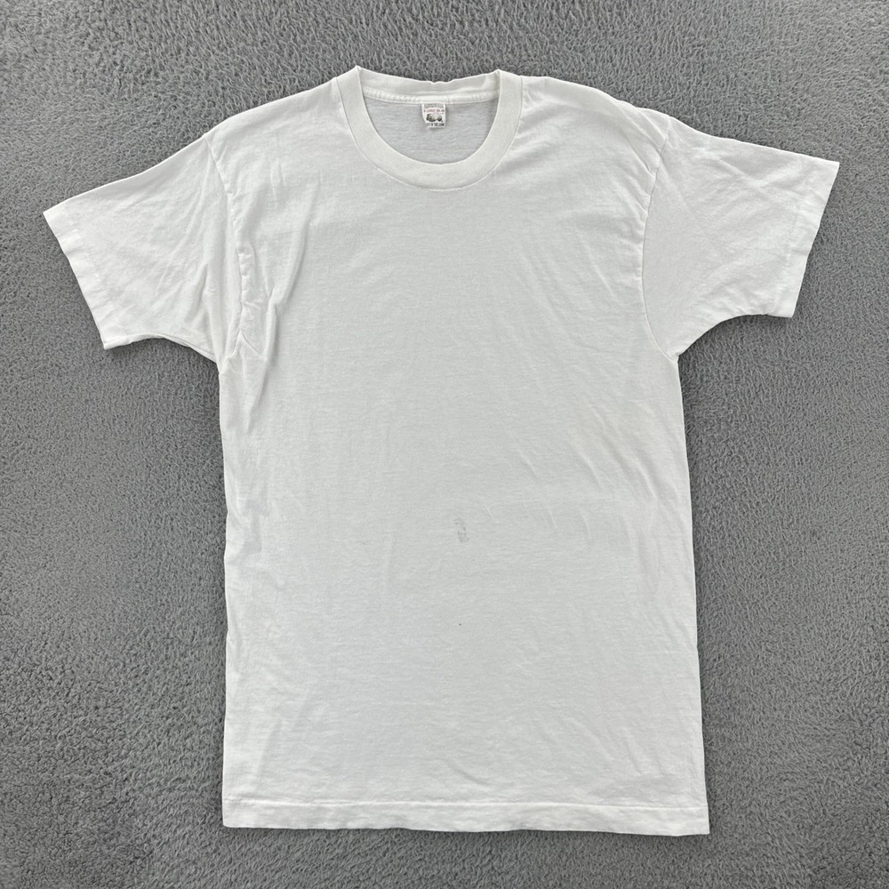 Vtg Fruit Of the Loom Mens XL Solid White Single Stitch T Shirt Made In USA EUC