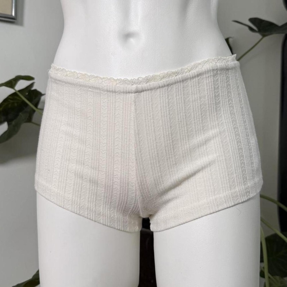 Edikted white lace trim boyfriend shorts