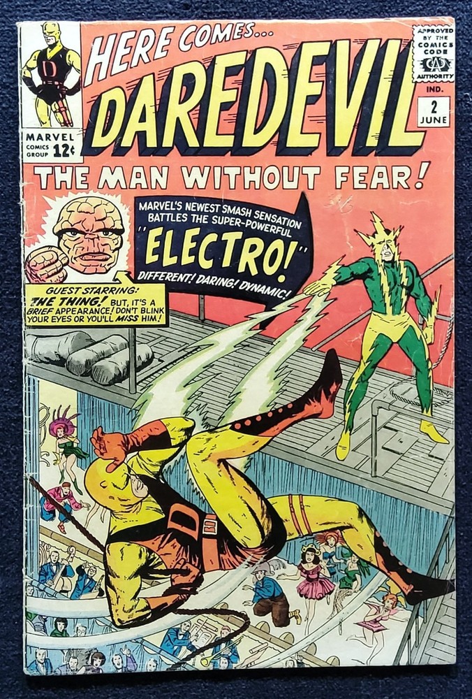 DAREDEVIL #2 ('64) VG-, Yellow Costume, vs Electro! White Pages!