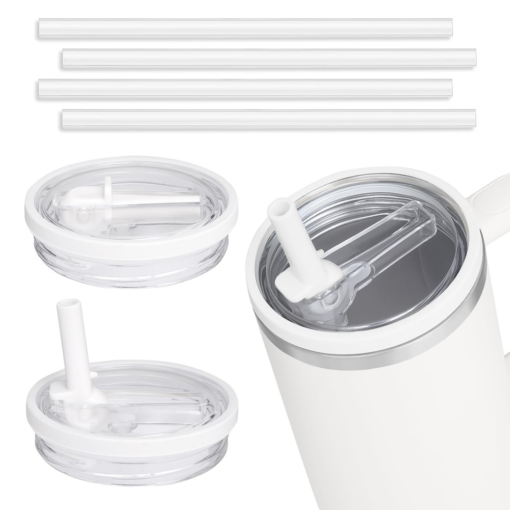2 Pack 40 oz Tumbler Flip Straw Leak Proof Lid Replacement Fit for Stanley Qu...
