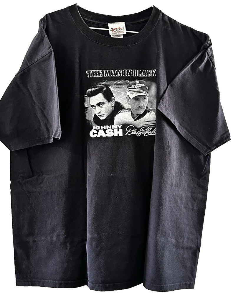 Dale Earnhardt Johnny Cash Shirt Men in Black Cars & Guitars 2XL vintage