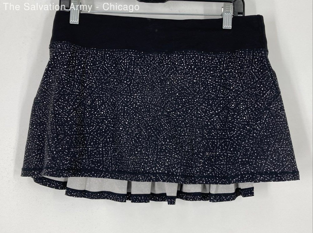 Lululemon Womens Black Polka Dot Elastic Waist Activewear Athletic Skirt Size 8