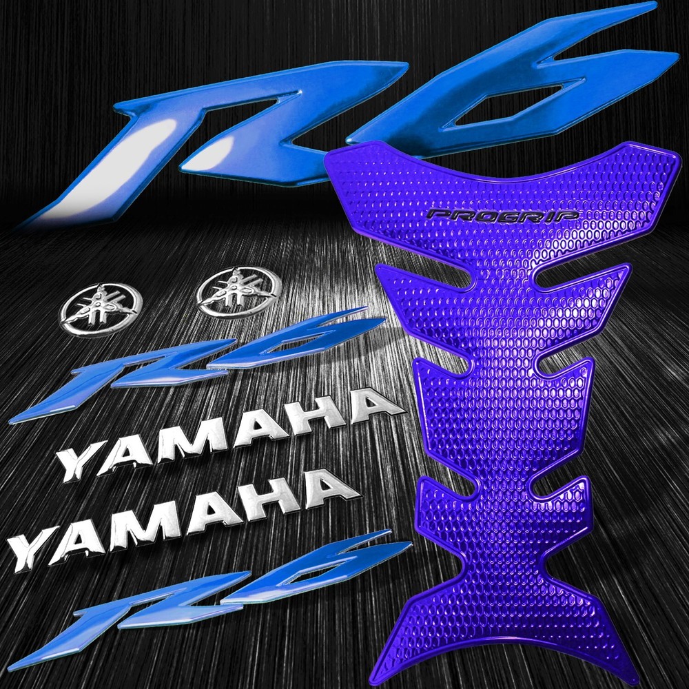 Full Blue Pro Fuel Tank Pad+YZF-R6/R6S Emblem+8