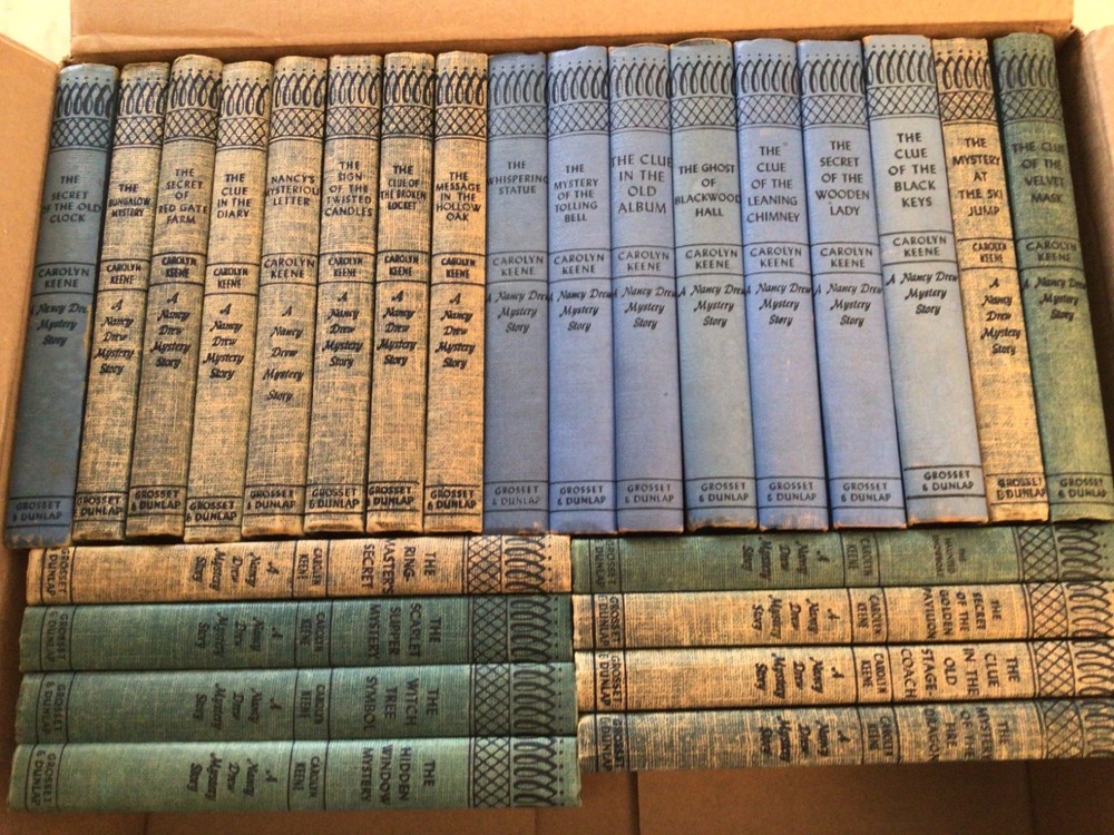 Nancy Drew mystery books lot of 25 vintage blue tweed board and blue board.