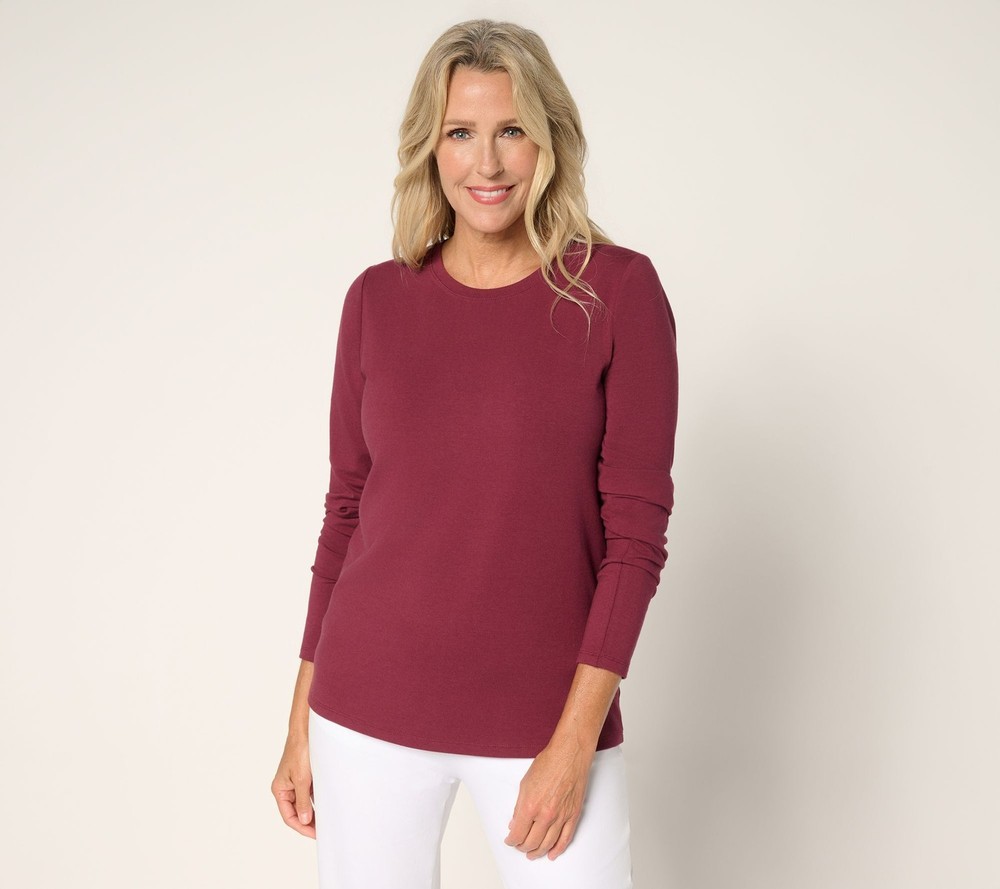 BEAUTIFUL by Lawrence Zarian Women's Top Sz M Classic Knit Crew Neck Red A704968