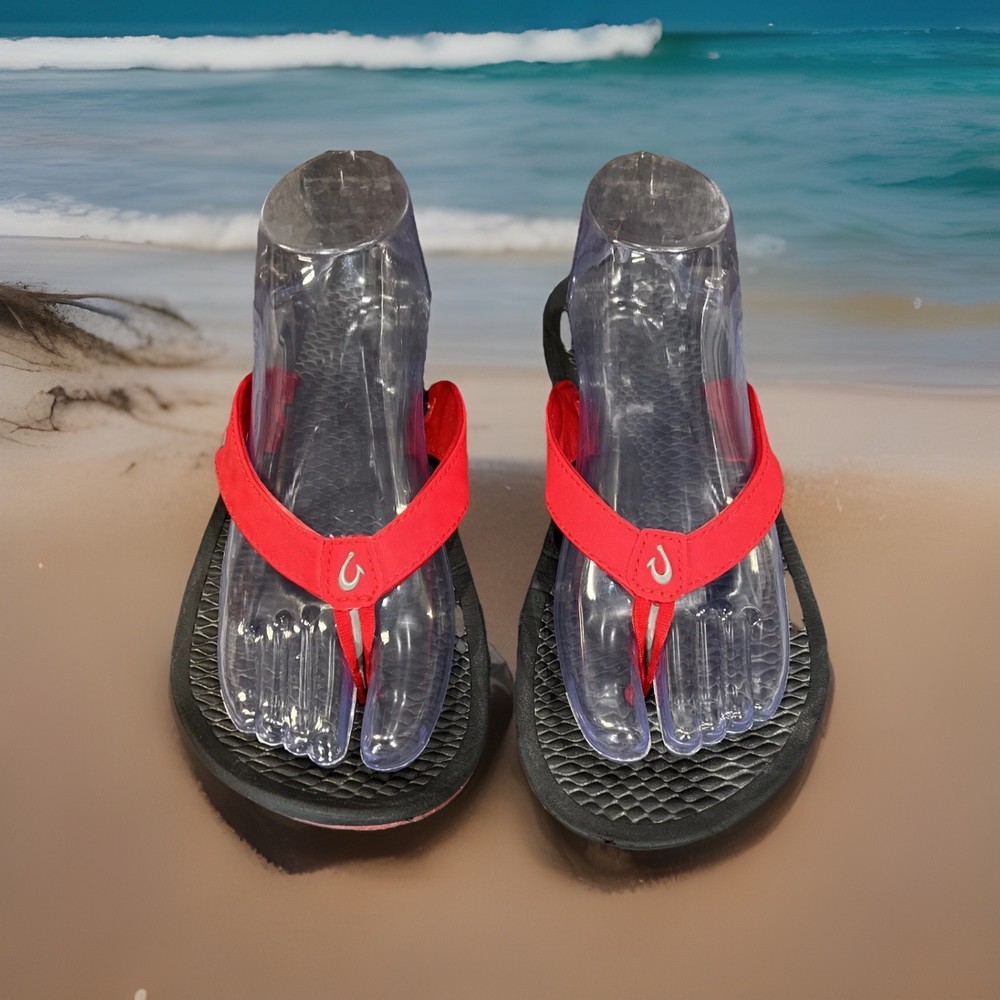 Olukai Kia Wahine Womens Flip Flops Sandals Size US 9 EUR 39 Red