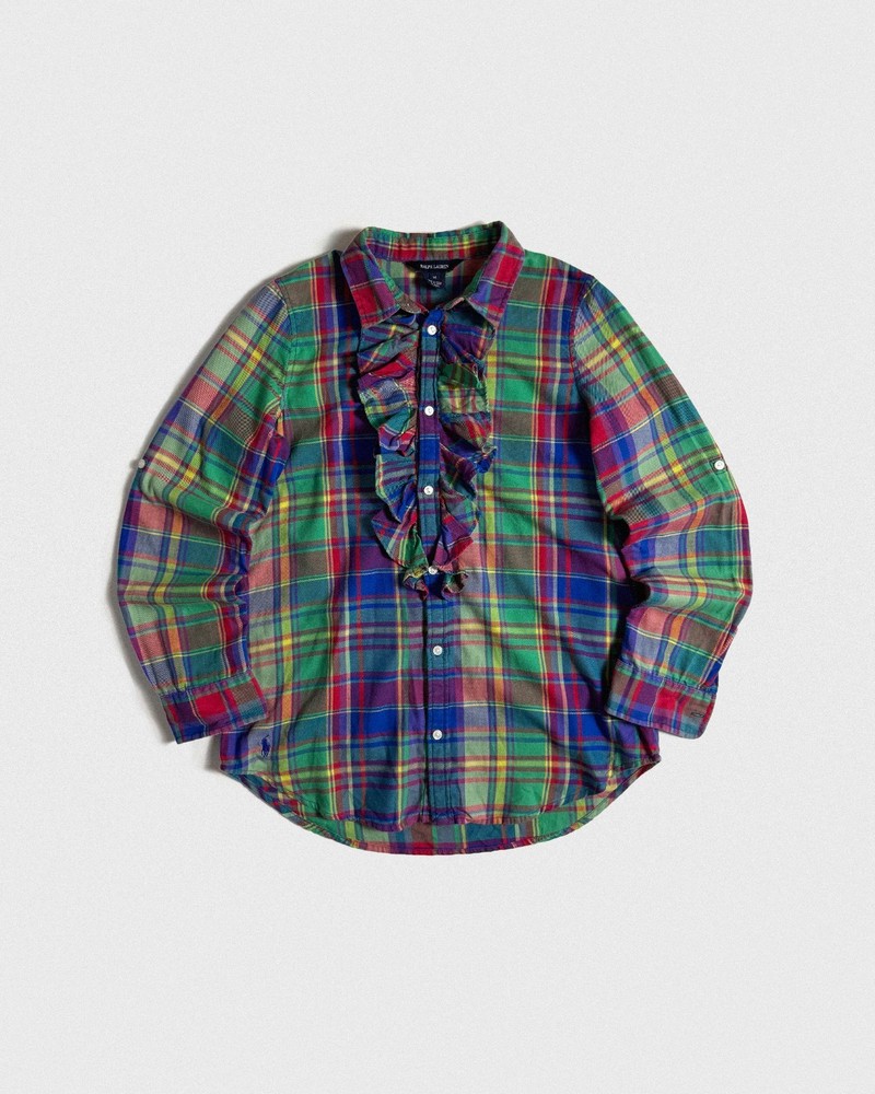 Polo Ralph Lauren Flannel Tartan Multicolor Button Up Shirt Blouse