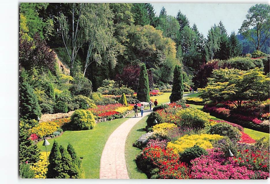 Postcard Sunken Gardens Butchart Gardens Victoria BC Canada
