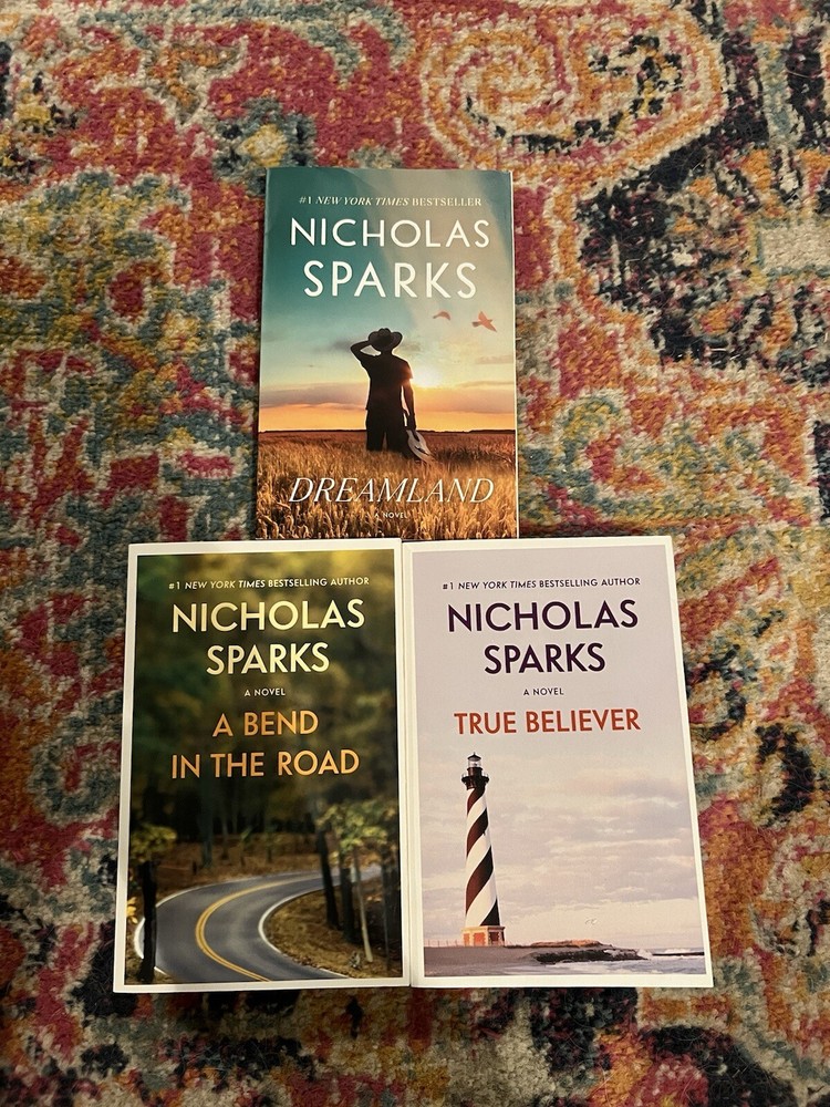 Nicholas Sparks Book Lot Of 3 Pb Dreamland, A Bend In The Road, True Believer