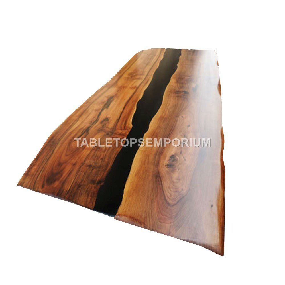 Epoxy Black Resin Dining Custom Sofa Table Acacia Handmade Dine Furniture Décors