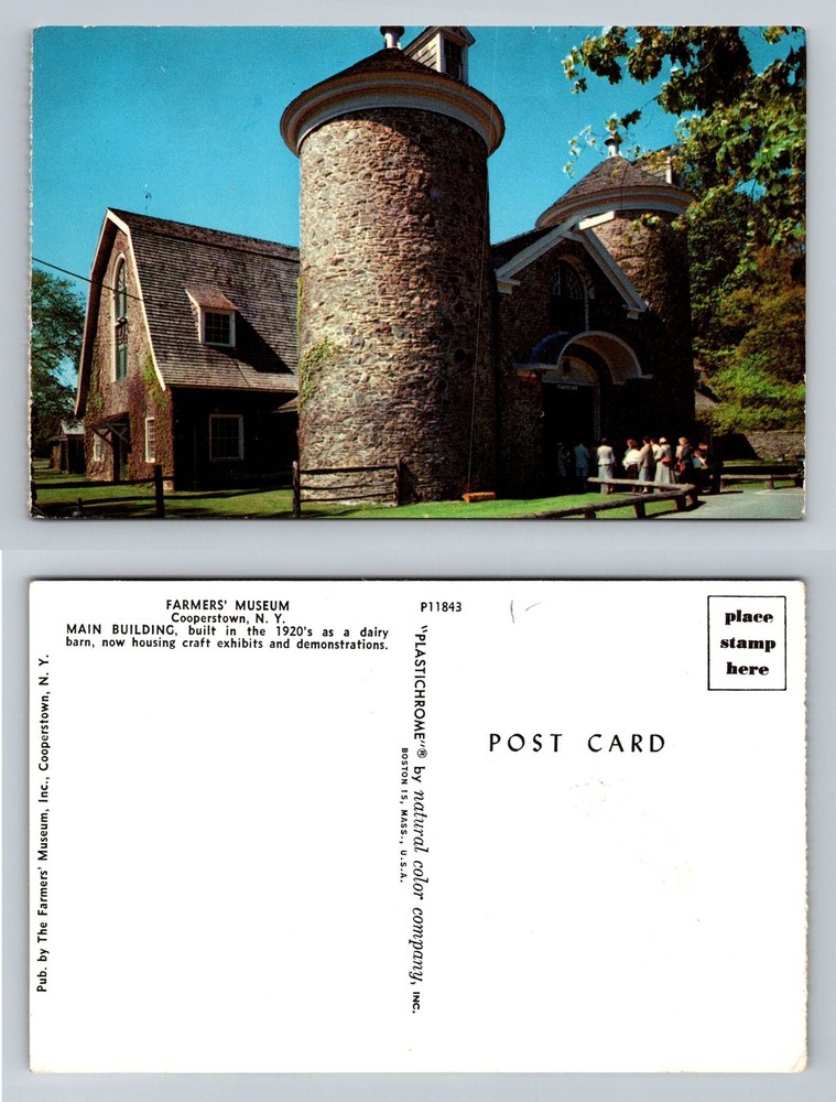 Cooperstown NY-New York Farmers Museum Main Building Stone Barn Vintage Postcard