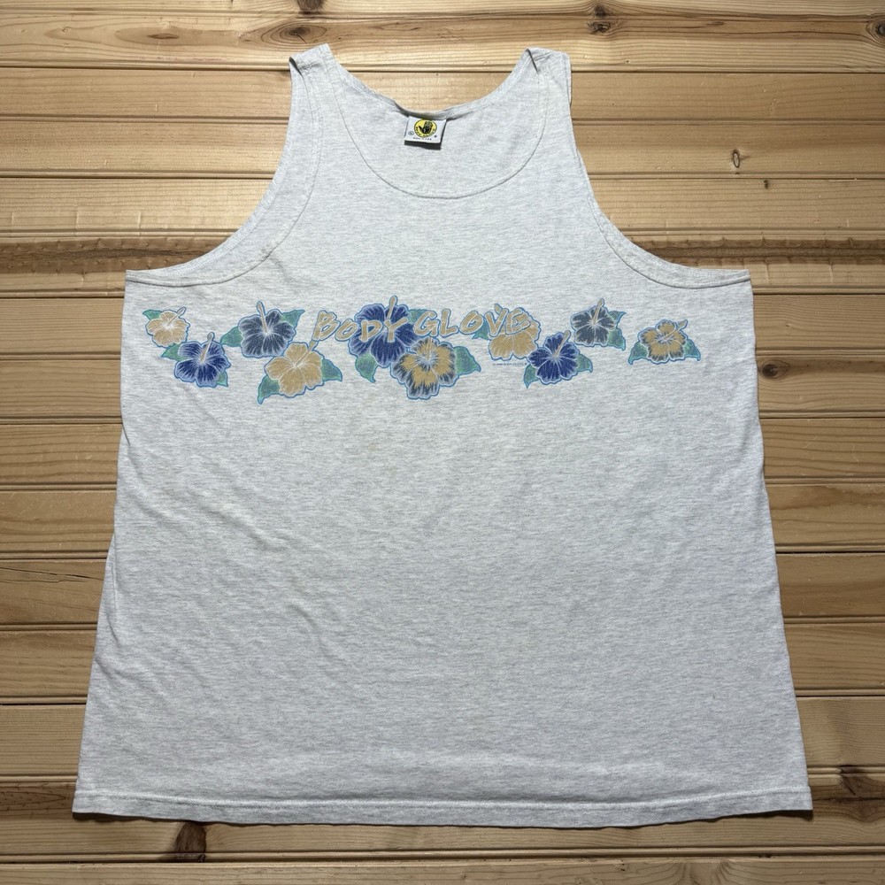 Vintage 90s Body Glove Flower  AOP Beach Surf Tank Top Shirt Beachwear Size XL
