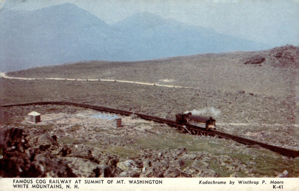 1940s Mt. Washington Cog Railway White Mountains NH Kodachrome Photo Postcard