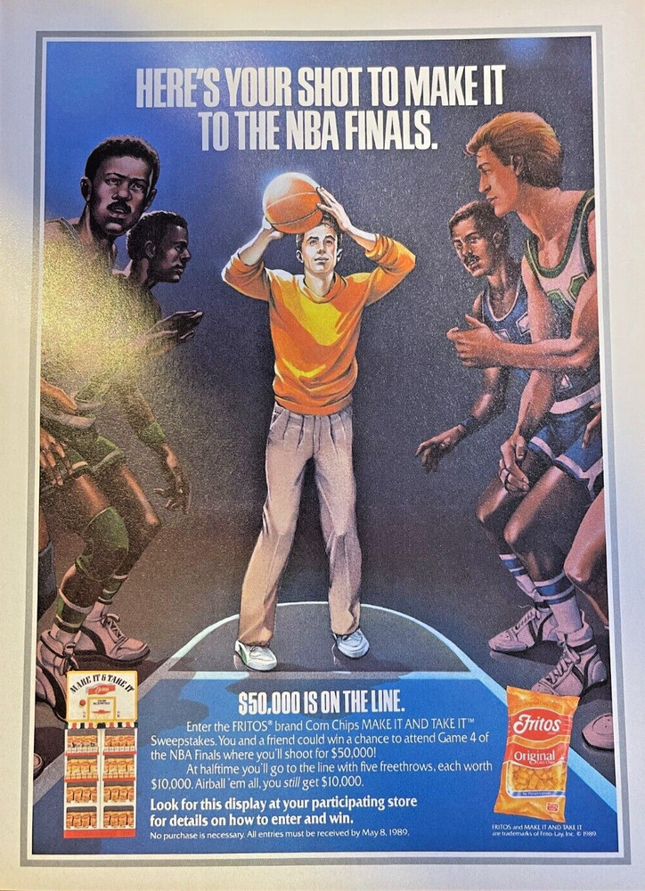 1989 Vintage Magazine Advertisement Frito Basketball Contest
