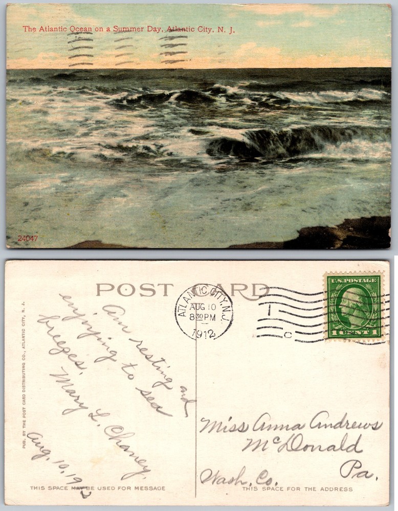 Atlantic City NJ Ocean Waves Postcard