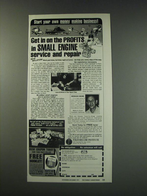 1991 Foley-Belsaw Institute Ad - small engine service