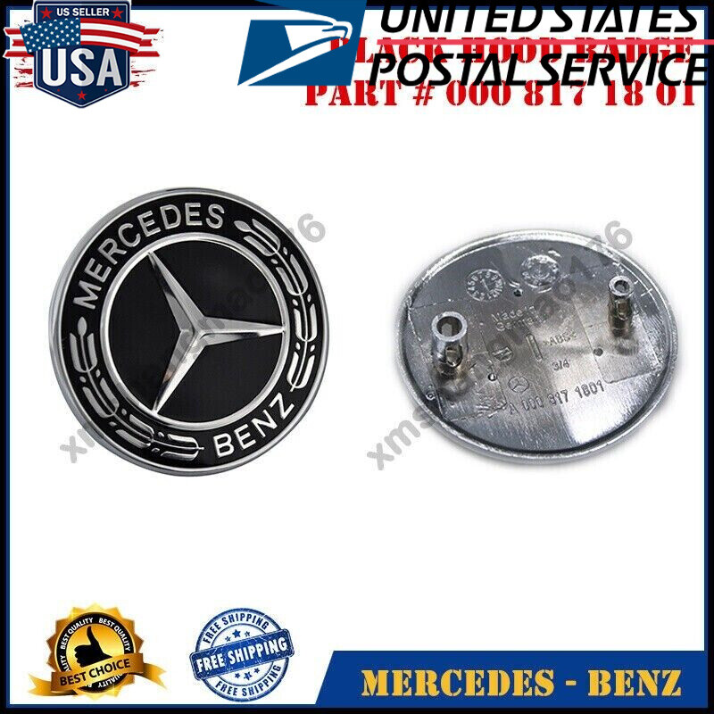Mercedes Black Flat Hood Emblem for GT CLA SLK CLS SL Models