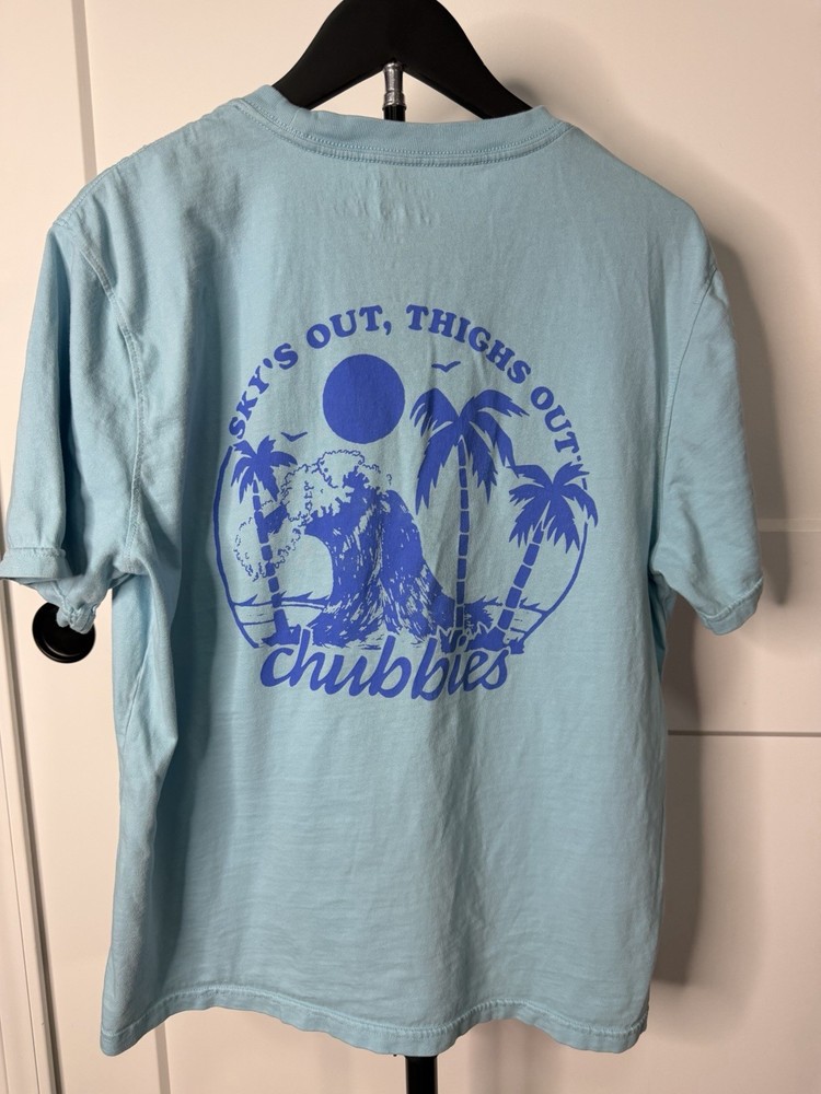 Chubbies Men's Blue Graphic Print Pocket Crew Neck Cotton T-Shirt Size M