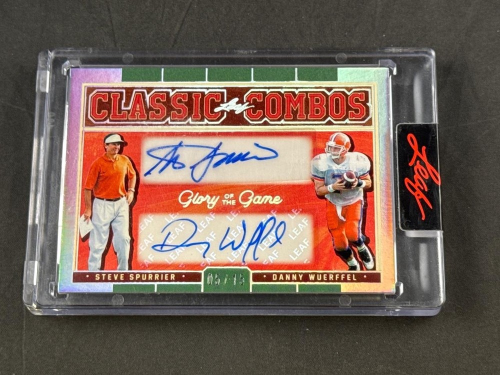 2025 LEAF GLORY OF THE GAME STEVE SPURRIER DANNY WUERFFEL COMBOS DUAL AUTO 5/15
