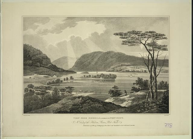 View from Fishkill looking to West Point,New York,NY,Hudson River,Steamship
