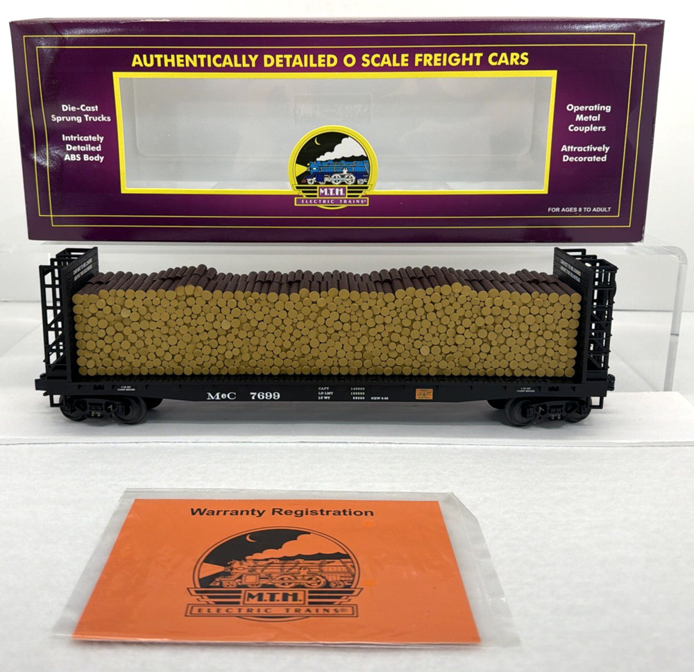 MTH Premier 20-98152 Maine Central Bulkhead Flatcar w Logs O Gauge New #7699 MEC