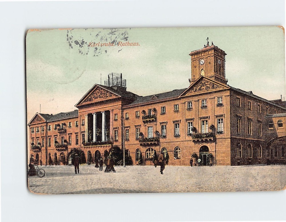 Postcard Rathaus Karlsruhe Germany