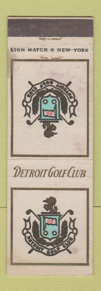 Matchbook Cover - Detroit Golf Club MI WEAR
