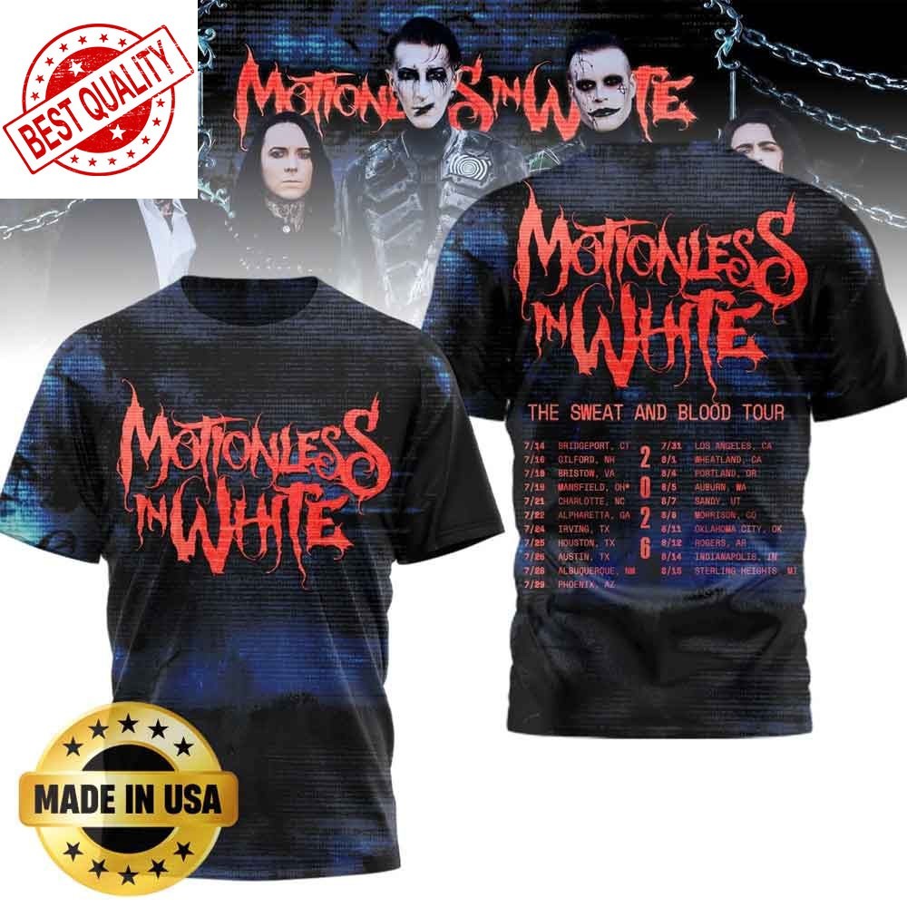 Motionless In White The Sweat And Blood Tour  2026 All Over Printed T-shirt