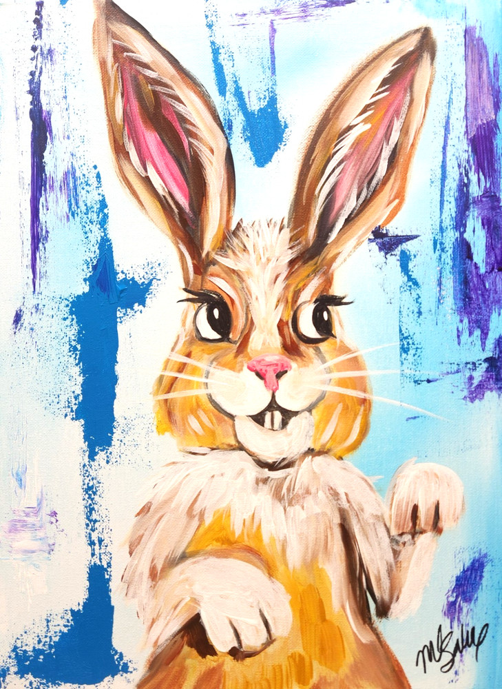 Cute Bunny Wall Art 12x16 Original Whimsical Rabbit Painting Decor