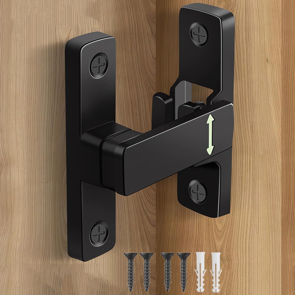 90/180 Degree Barn Door Lock, Small Flip Gate Latches Protect Privacy Sliding...
