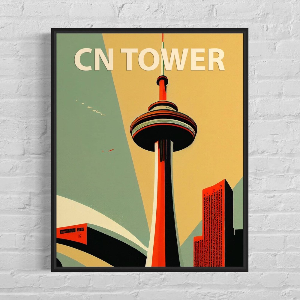 Cn Tower Retro Art Print Cn Tower Wall Art Illustration Cn Tower Vintage