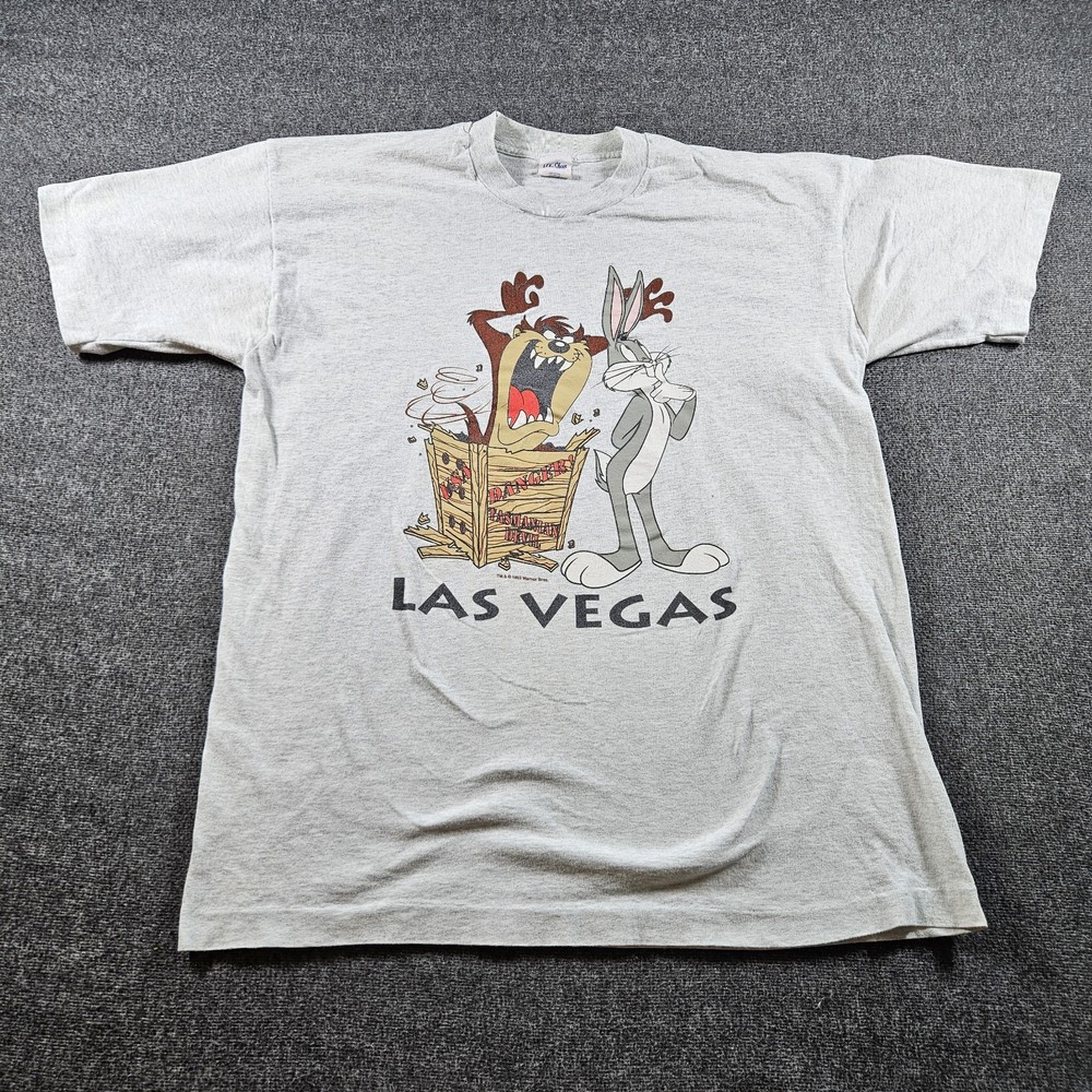 Vintage Looney Tunes 90s Graphic T-shirt Taz Bugs Bunny Las Vegas Size XL