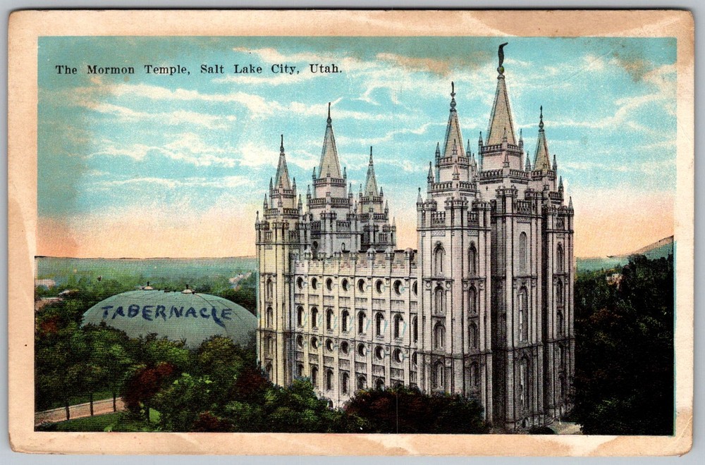 Antique Postcard Mormon Temple Tabernacle Salt Lake City, UT 1910s