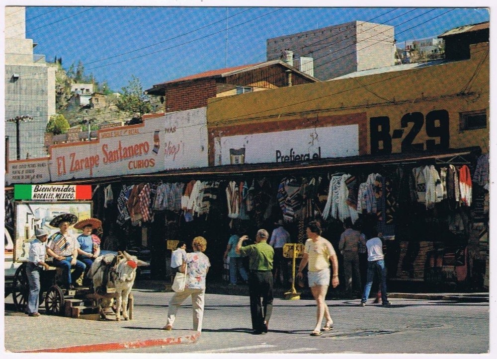 Postcard Typical Street Scene Nogales Sonora Mexico