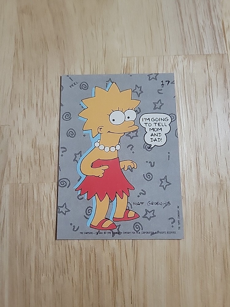 1990 Topps Simpsons Lisa Simpson Sticker I'm  Going To Tell #17 Simpsons Card