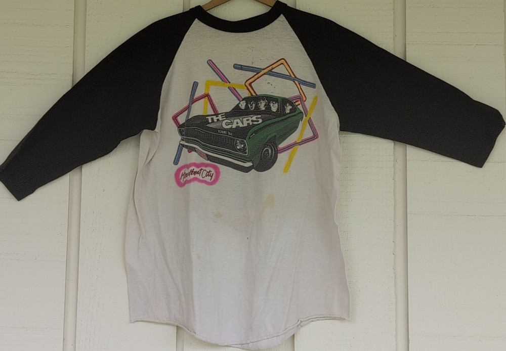 The Cars Heartbeat City Tour '84 Men's Vintage Raglan Tee Black White